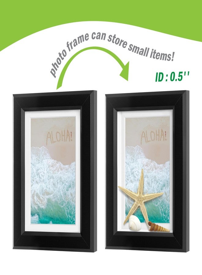 FrameWorks 2-Pack 1 3/8" Thick Black Wooden Shadow Box Picture Frames 11” x 14” with Removable White Mat to 8" x 10" Photo - Image 4
