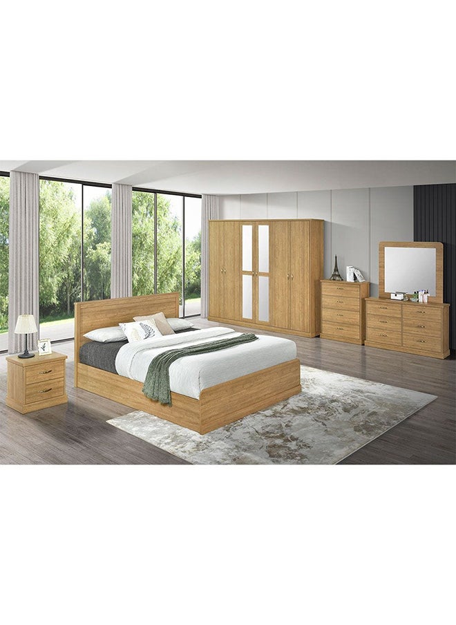DANUBE HOME Zirco سرير كوين مقاس 150 × 200 مع مساحة تخزين تحت السرير، تصميم قوي وحديث، إطار سرير خشبي مزدوج، أثاث أسرة هادئة ومريحة، مقاس L 159 × 209.8 × 102.6 سم، بلوط بني  - Image 2