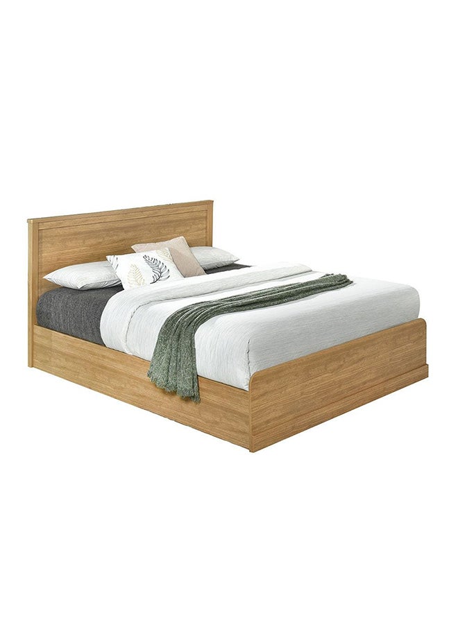DANUBE HOME Zirco سرير كوين مقاس 150 × 200 مع مساحة تخزين تحت السرير، تصميم قوي وحديث، إطار سرير خشبي مزدوج، أثاث أسرة هادئة ومريحة، مقاس L 159 × 209.8 × 102.6 سم، بلوط بني  - Image 1
