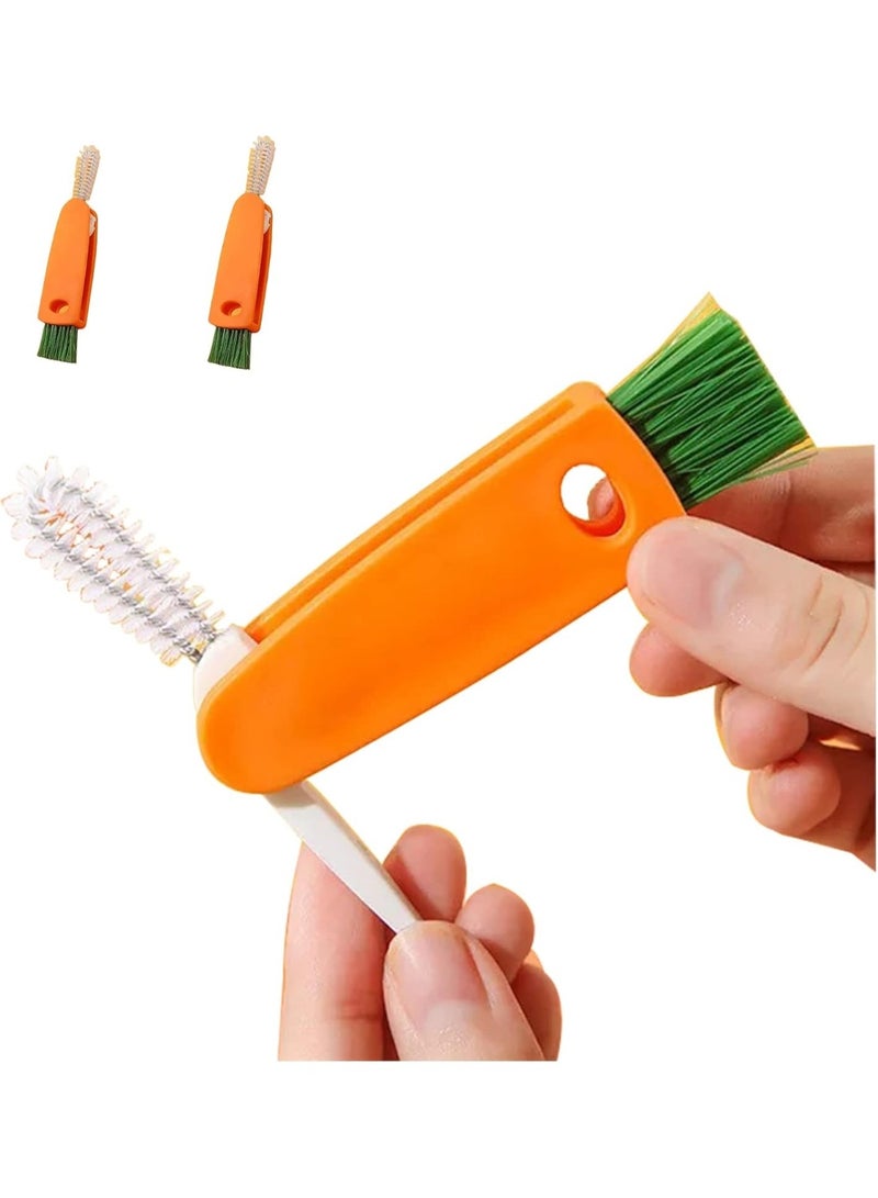 فرش تنظيف أغطية القنينات والشفاطات – 3 في 1، عبوتين فرشاة متعددة الاستخدامات على شكل جزر للقنينات، الأكواب وزجاجات الرضاعة والمناطق الضيقة - Image 1