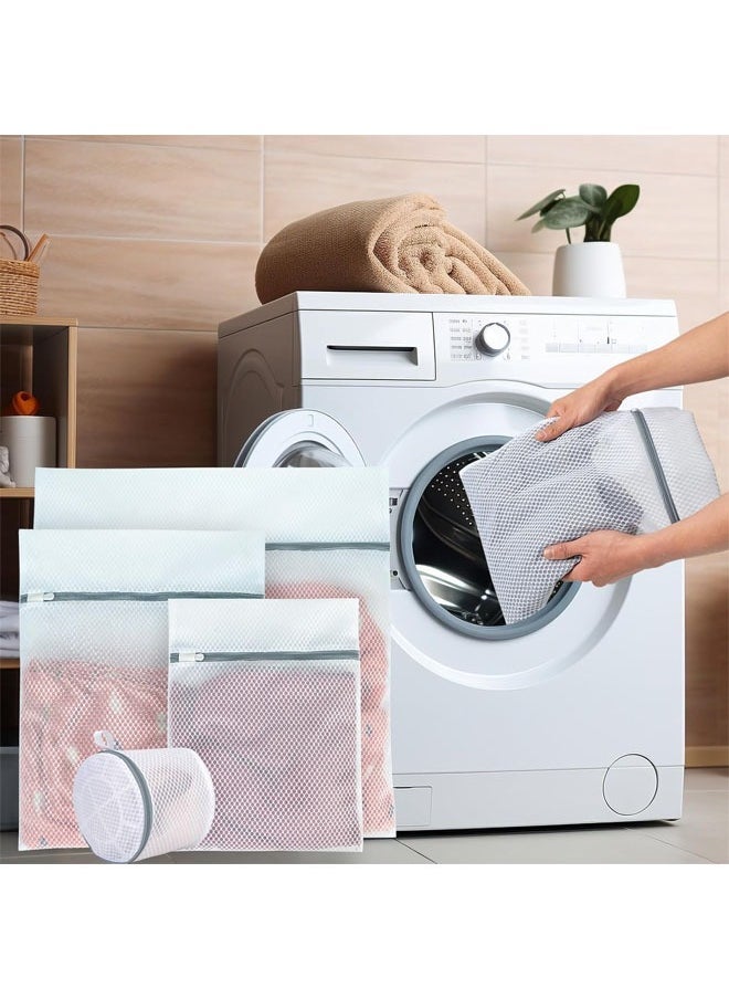 Hihonor Set of 4 Mesh Laundry Bags for Delicates with Premium Zipper, Travel Storage Organize Bag, Clothing Washing Bags for Laundry, Blouse, Bra, Hosiery, Stocking, Underwear, Lingerie, White  - Image 5