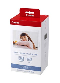 مجموعة الحبر/الورق الملون SELPHY CP من Canon KP-108IN A6 - مجموعة طباعة صور عالية الجودة