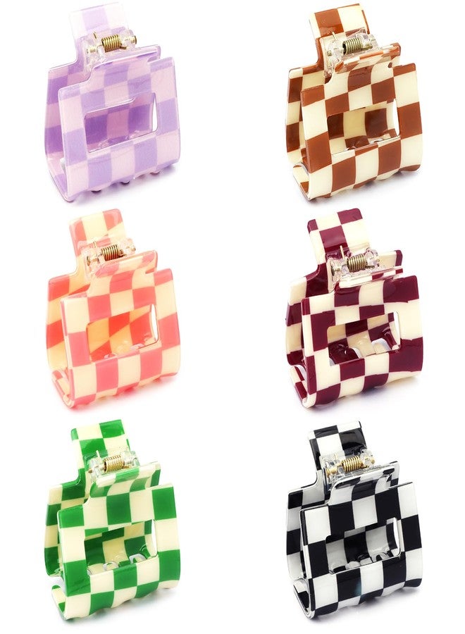 CUBACO Checkered Small Hair Clips for Girls, Mini Medium Cute Claw Clips Y2k Preppy Stuff Checkered Decor Nonslip Hair Styling Accessories for Gift - Image 1