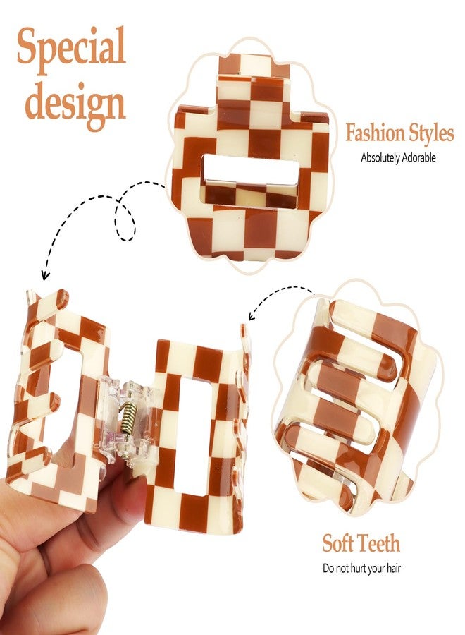 CUBACO Checkered Small Hair Clips for Girls, Mini Medium Cute Claw Clips Y2k Preppy Stuff Checkered Decor Nonslip Hair Styling Accessories for Gift - Image 4