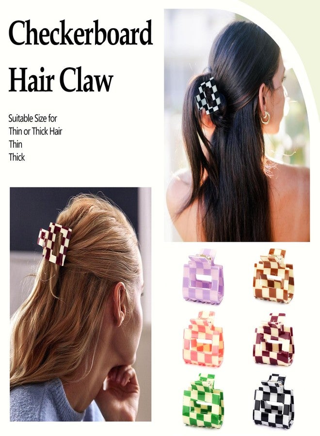CUBACO Checkered Small Hair Clips for Girls, Mini Medium Cute Claw Clips Y2k Preppy Stuff Checkered Decor Nonslip Hair Styling Accessories for Gift - Image 3
