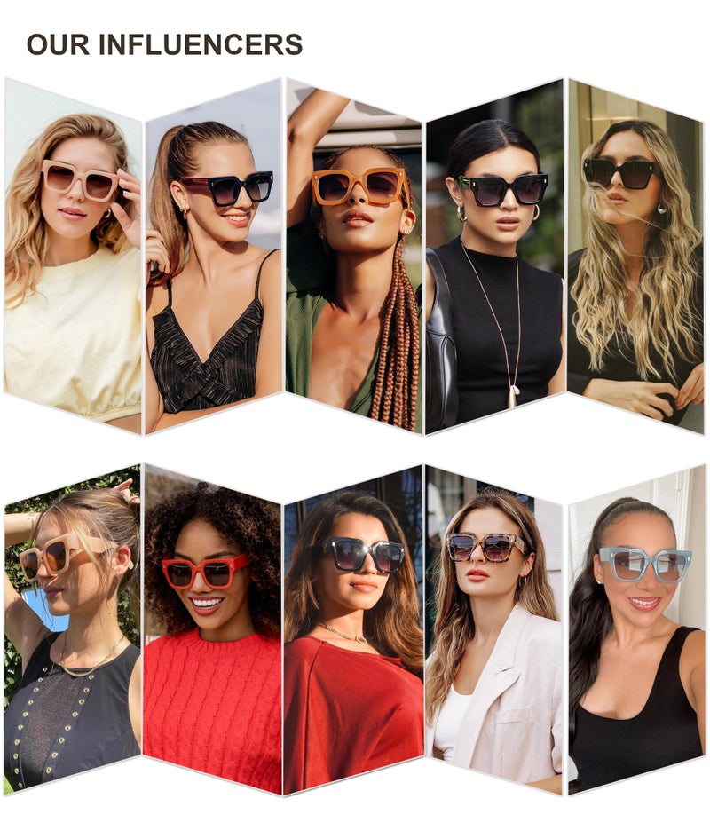 SOJOS Vintage Oversized Square Sunglasses for Women,Retro Womens Luxury Big Large Sun Glasses UV400 SJ2194 Blue - Image 3