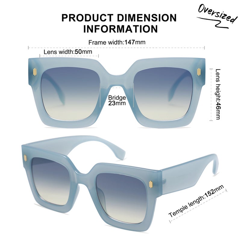 SOJOS Vintage Oversized Square Sunglasses for Women,Retro Womens Luxury Big Large Sun Glasses UV400 SJ2194 Blue - Image 4
