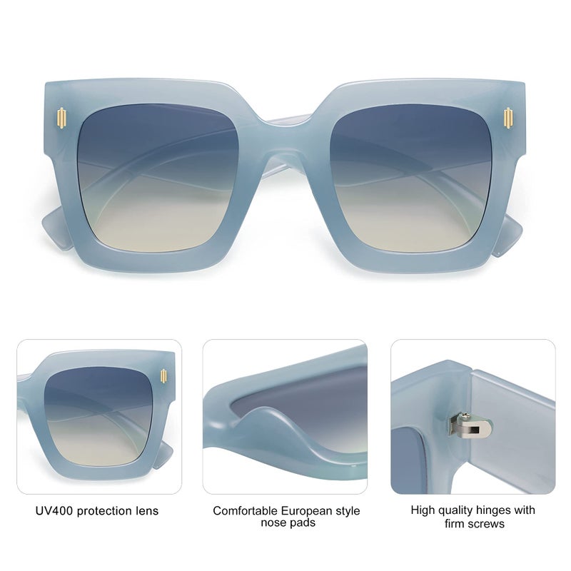 SOJOS Vintage Oversized Square Sunglasses for Women,Retro Womens Luxury Big Large Sun Glasses UV400 SJ2194 Blue - Image 5