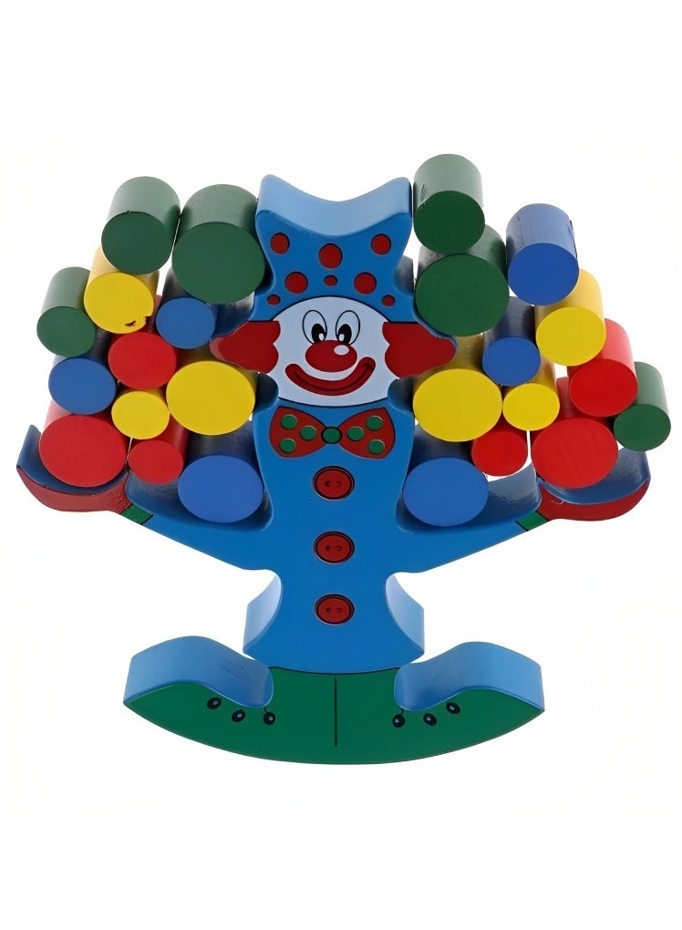 لعبة موازنة المكعبات الخشبية على شكل مهرج من مونتيسوري مصممة لتنمية المهارات الحسية والإدراكية للأطفال الصغار، لعبة تعليمية تفاعلية ممتعة مخصصة للأطفال الصغار لعمر 3 سنوات فما فوق ألعاب تعليمية - Image 1