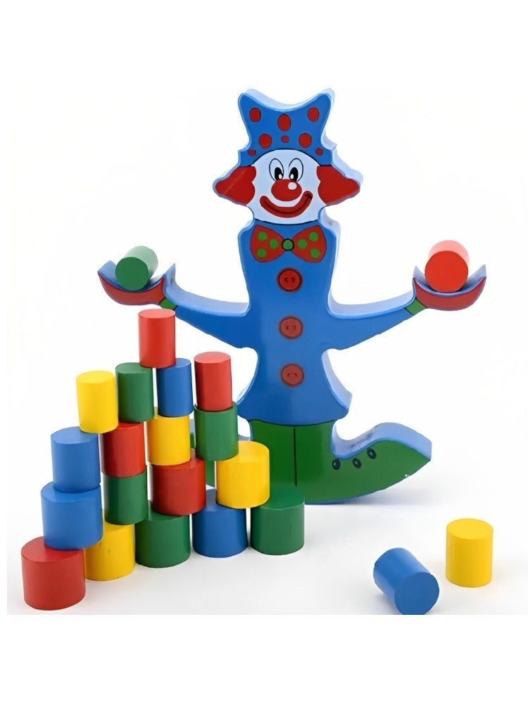 لعبة موازنة المكعبات الخشبية على شكل مهرج من مونتيسوري مصممة لتنمية المهارات الحسية والإدراكية للأطفال الصغار، لعبة تعليمية تفاعلية ممتعة مخصصة للأطفال الصغار لعمر 3 سنوات فما فوق ألعاب تعليمية - Image 2