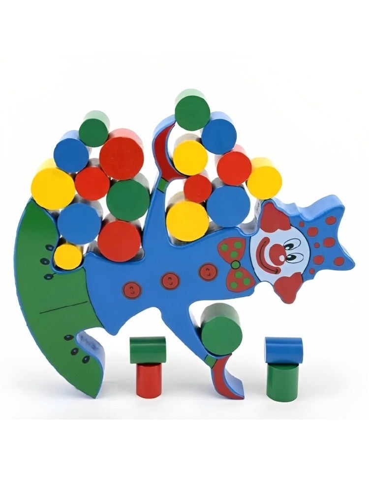 لعبة موازنة المكعبات الخشبية على شكل مهرج من مونتيسوري مصممة لتنمية المهارات الحسية والإدراكية للأطفال الصغار، لعبة تعليمية تفاعلية ممتعة مخصصة للأطفال الصغار لعمر 3 سنوات فما فوق ألعاب تعليمية - Image 3