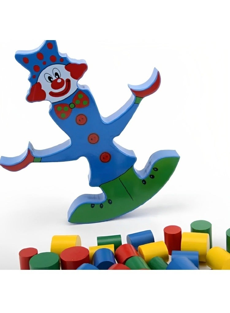 لعبة موازنة المكعبات الخشبية على شكل مهرج من مونتيسوري مصممة لتنمية المهارات الحسية والإدراكية للأطفال الصغار، لعبة تعليمية تفاعلية ممتعة مخصصة للأطفال الصغار لعمر 3 سنوات فما فوق ألعاب تعليمية - Image 4