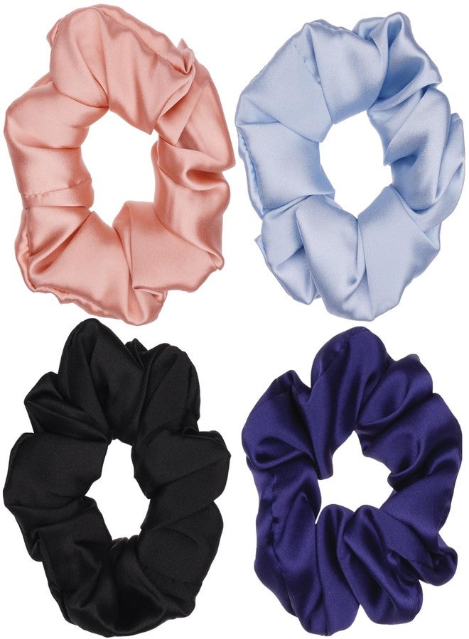 Wuliim Premium 100% Mulberry Silk Hair Scrunchies - Set of 4 Luxury Real Silk Hair Ties in 4 Elegant Colors for Exquisite Hair Care No Damage - Image 1