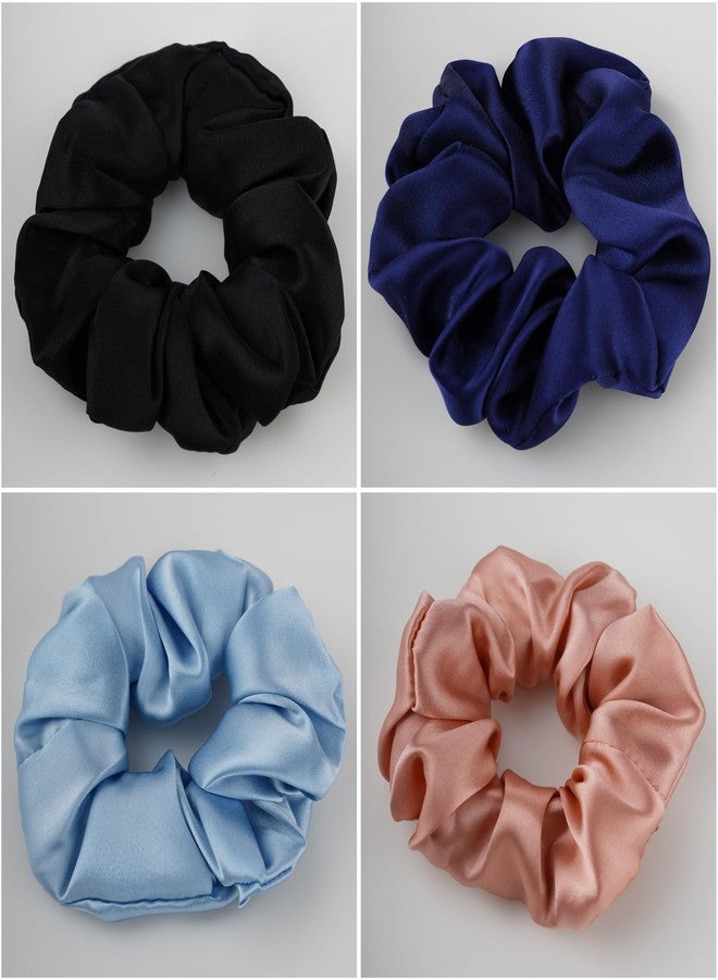 Wuliim Premium 100% Mulberry Silk Hair Scrunchies - Set of 4 Luxury Real Silk Hair Ties in 4 Elegant Colors for Exquisite Hair Care No Damage - Image 5