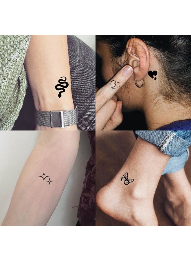 JOEHAPY 28 Sheets 504 PCS Tiny Small Temporary Tattoos For Women Men Finger Hands, Cartoon Bohemia Fake Tattoo Stickers For Kids Boys Girls, Bulk Cute Black Long Lasting Vintage Tatoos Neck Cholo - Image 2