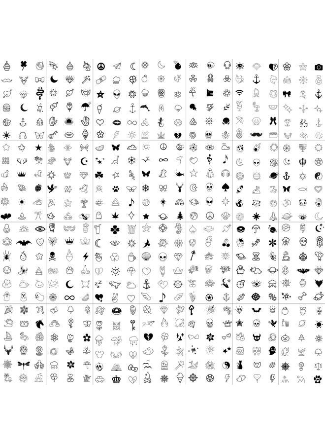 JOEHAPY 28 Sheets 504 PCS Tiny Small Temporary Tattoos For Women Men Finger Hands, Cartoon Bohemia Fake Tattoo Stickers For Kids Boys Girls, Bulk Cute Black Long Lasting Vintage Tatoos Neck Cholo - Image 4