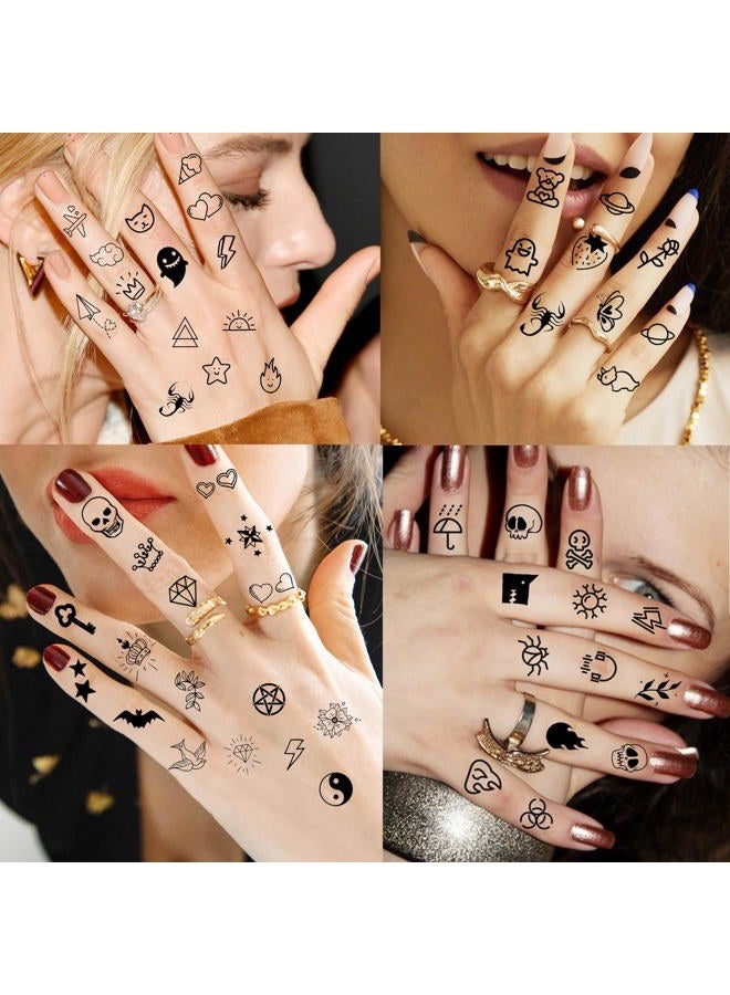JOEHAPY 28 Sheets 504 PCS Tiny Small Temporary Tattoos For Women Men Finger Hands, Cartoon Bohemia Fake Tattoo Stickers For Kids Boys Girls, Bulk Cute Black Long Lasting Vintage Tatoos Neck Cholo - Image 3