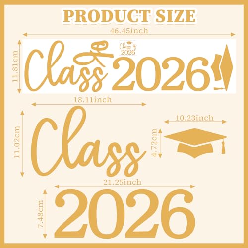 Ramciyo Class of 2026 Decal Sign for Balloon Arch - Graduation Decor for 2026 Grad Party, Congrats Grad Party Class of 2026 Event Planner Vinyl Decal - Image 2