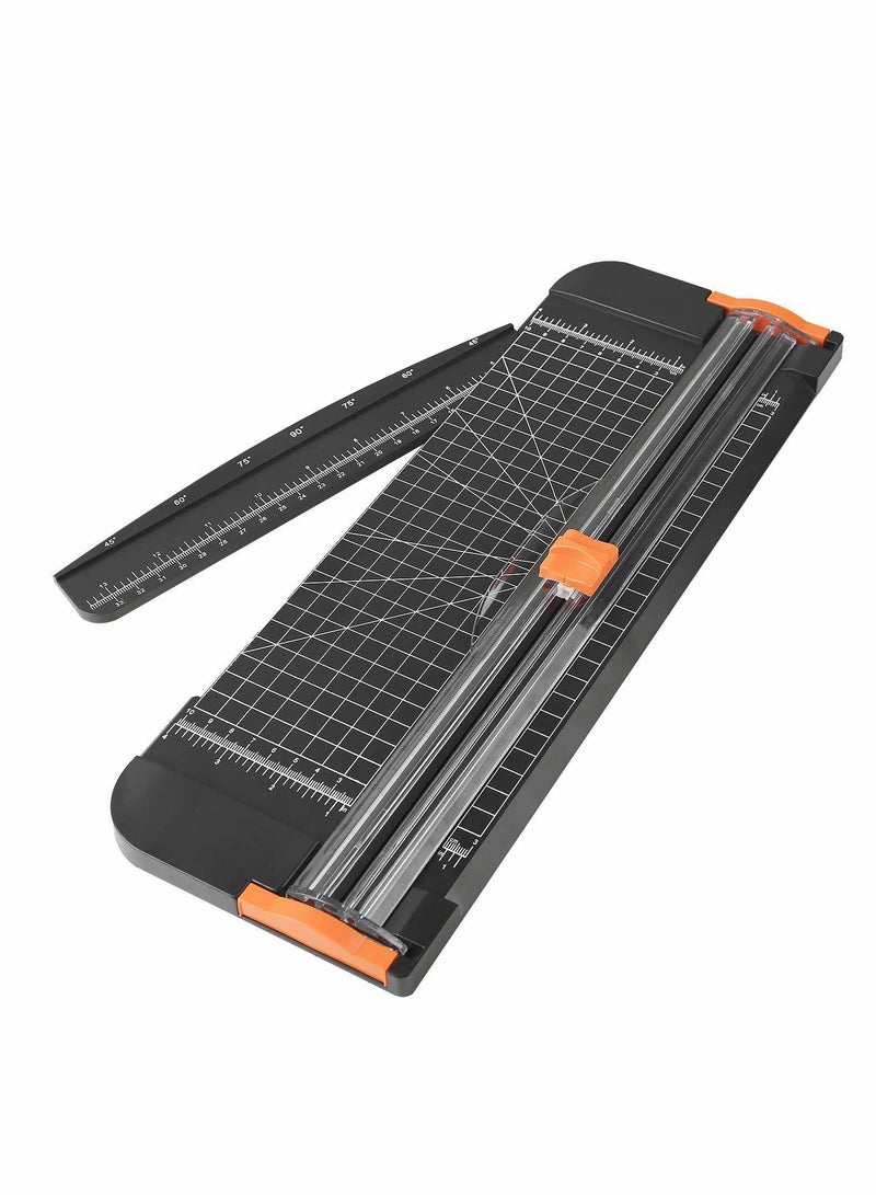 A4 Paper Cutter Craft Paper Trimmer with Automatic Security Safeguard and Side Ruler, Black Photo Cutter Trimmer Guillotine Scrapbooking Tool for Handcraft Project, Label - Image 1