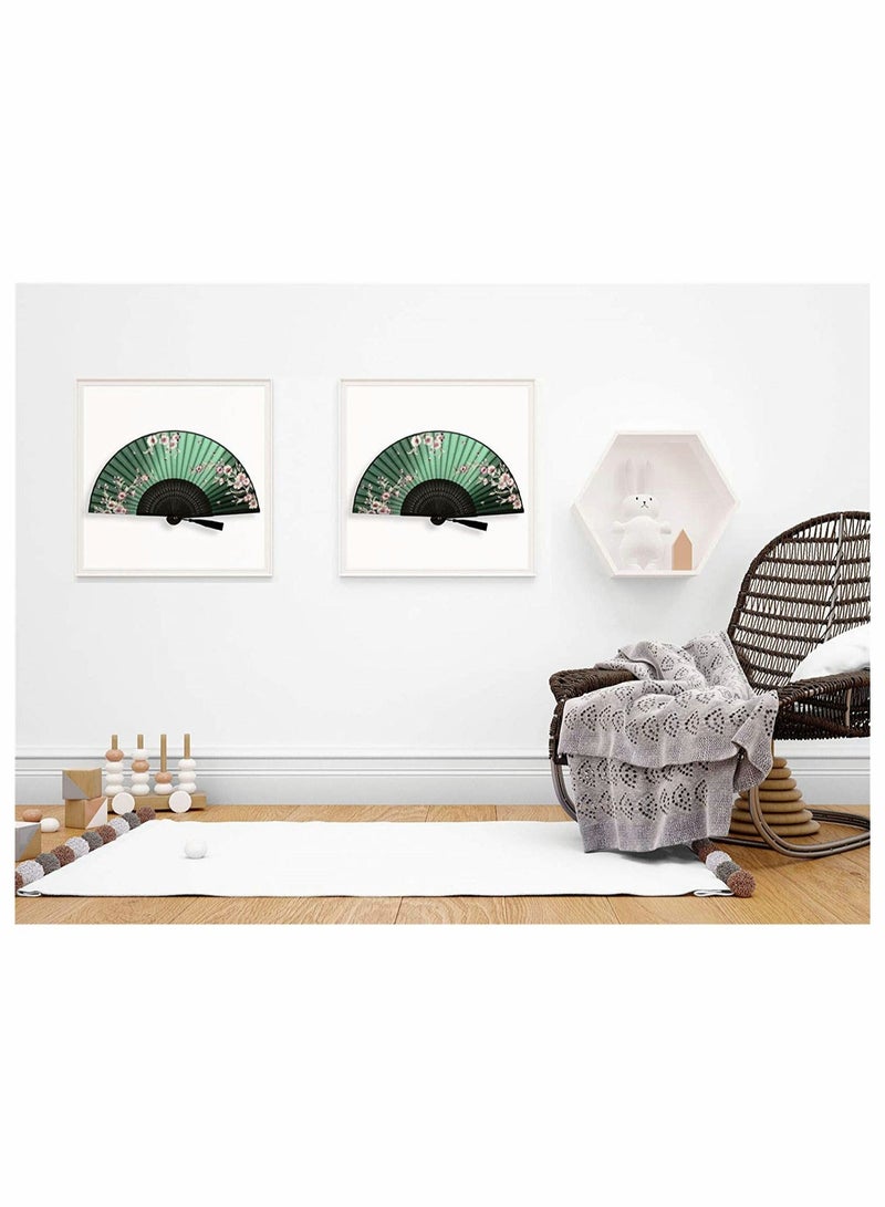 Captaintech Small Folding Hand Fan Vintage Bamboo Silk Fans Charming Elegant Modern Woman Handmade for Dance Performance Decoration Wedding Party Gift Redbud Green - Image 5