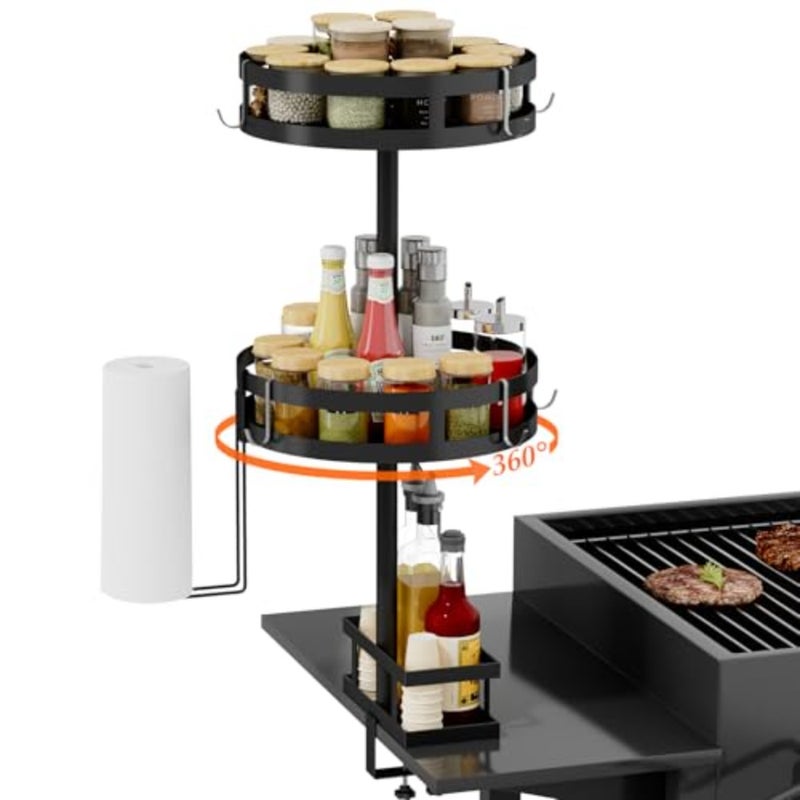 Griddle Caddy for Blackstone Griddle Accessories, BBQ Caddy with Paper Towel Holder, Rotating Condiment and Utensil Organizer, Outdoor Kitchen Accessories for Camping, RV, Patio and Tailgating - Image 1