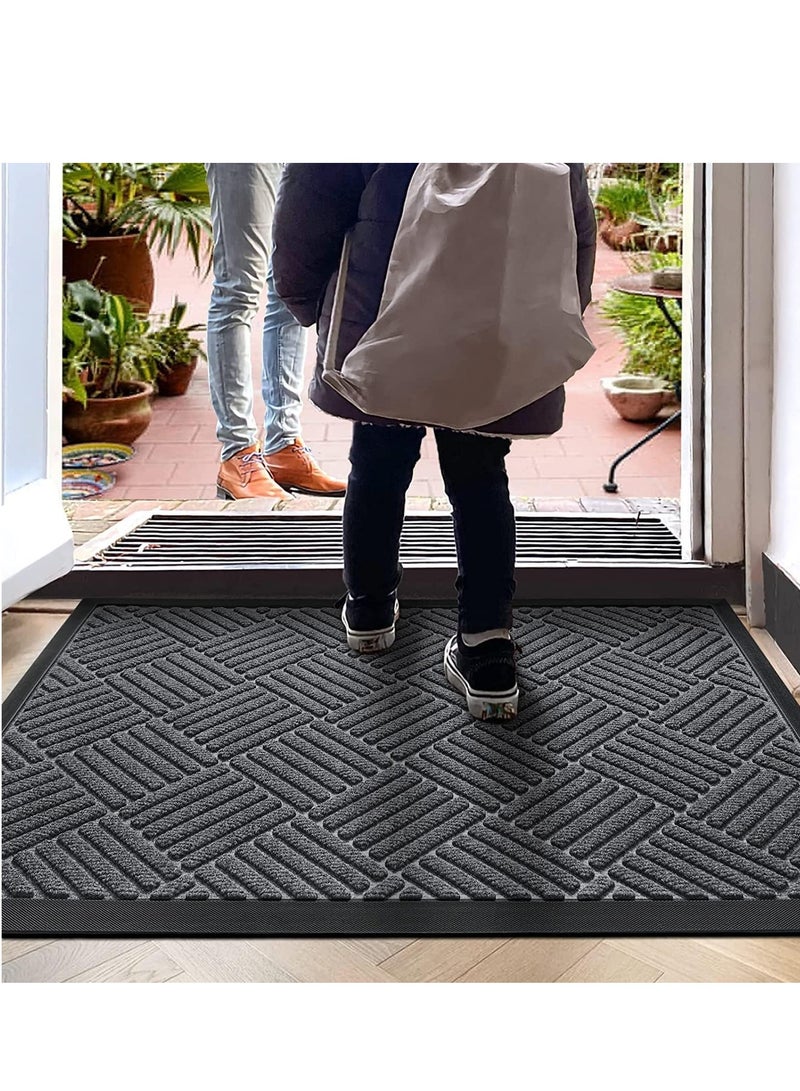 TRASSLE Front Door Mat,Entrance Doormat Super Absorbent Moistureproof Door Mat,Indoor Outdoor Door Mat Thick Durable Rubber Backed, Welcome Mat for Home Front, Hallway,Patio (Style#5-Dark Grey, 18 * 30 inch) - Image 1