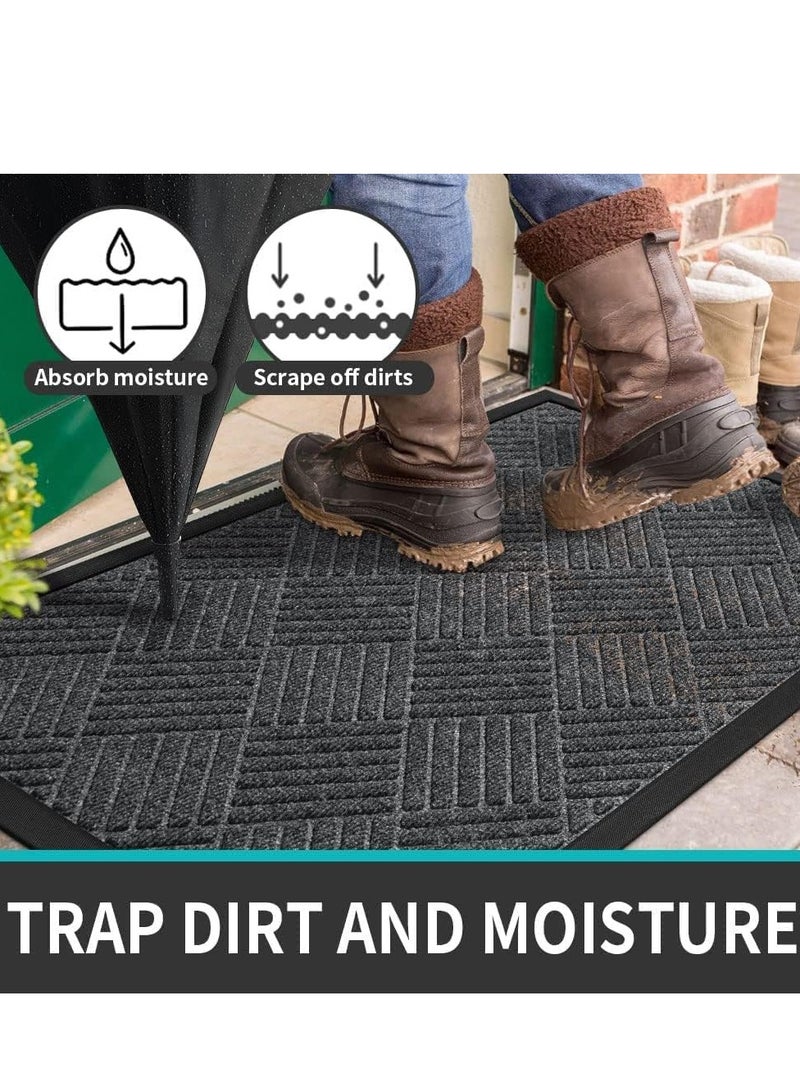 TRASSLE Front Door Mat,Entrance Doormat Super Absorbent Moistureproof Door Mat,Indoor Outdoor Door Mat Thick Durable Rubber Backed, Welcome Mat for Home Front, Hallway,Patio (Style#5-Dark Grey, 18 * 30 inch) - Image 2