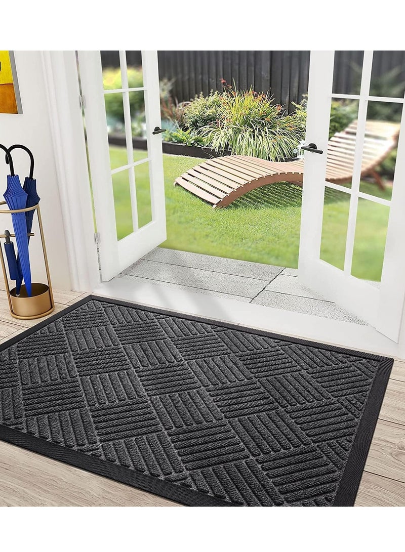 TRASSLE Front Door Mat,Entrance Doormat Super Absorbent Moistureproof Door Mat,Indoor Outdoor Door Mat Thick Durable Rubber Backed, Welcome Mat for Home Front, Hallway,Patio (Style#5-Dark Grey, 18 * 30 inch) - Image 3