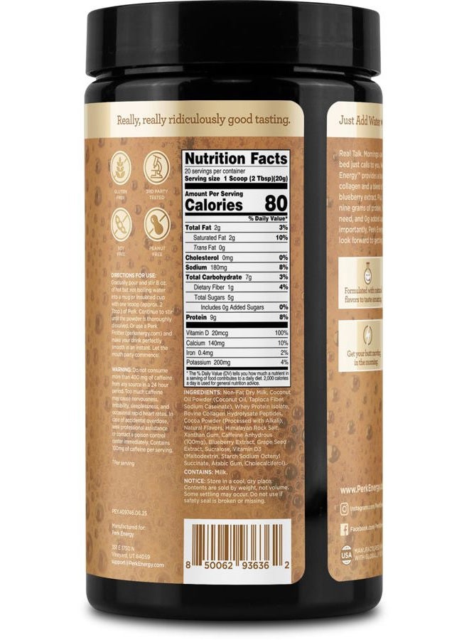 PERK Energy Original Tan Mocha Latte Flavored Drink Powder (20 Servings) - Gluten-Free, Peanut-Free, Soy-Free - Image 4