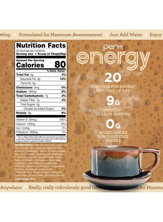PERK Energy Original Tan Mocha Latte Flavored Drink Powder (20 Servings) - Gluten-Free, Peanut-Free, Soy-Free - Image 2