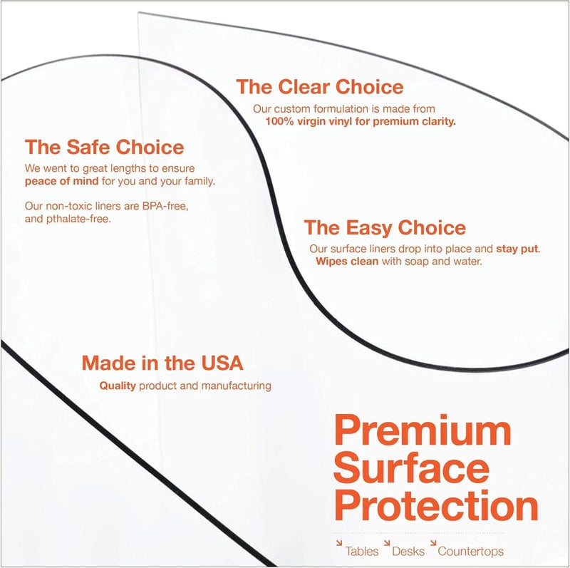 ExactMade Clear Table Protector, USA Made, Safe, 18 x 24 Inch (2 Count), 2mm Thick Ultra Smooth Vinyl, Clear Desk Cover Protector for Office Desk, Table Cover Custom for Wooden Table - Image 5