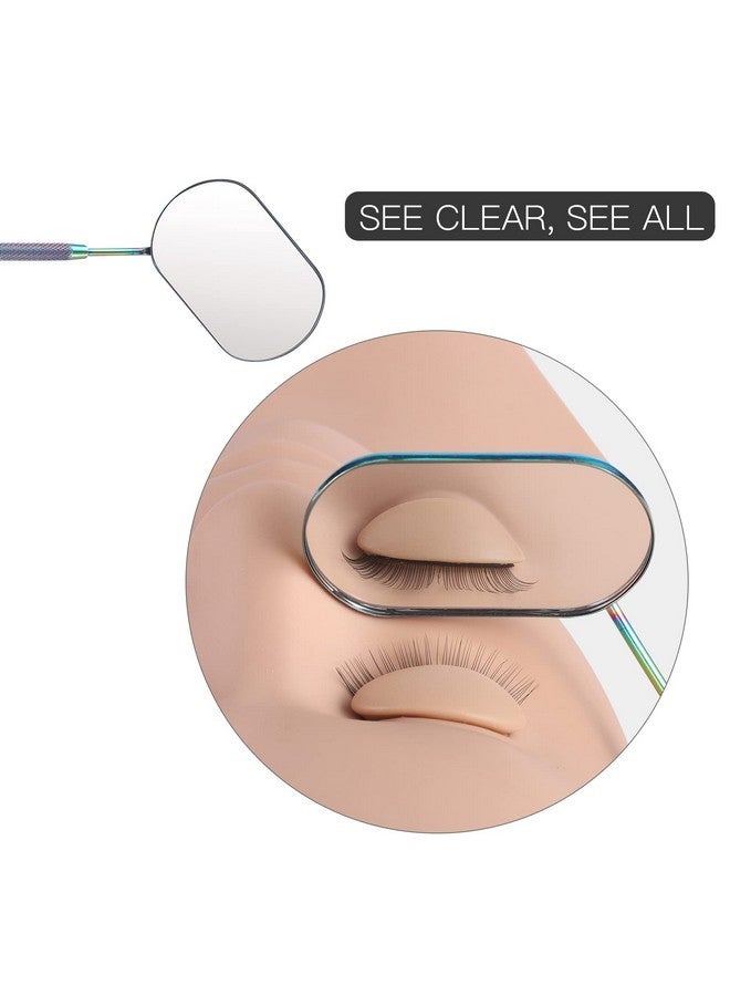 Pretty memory Large Lash Mirror, Stainless Steel Eyelash Mirror, Makeup Mirror For Lash Extension Supplies (Rainbow Color) - Image 2