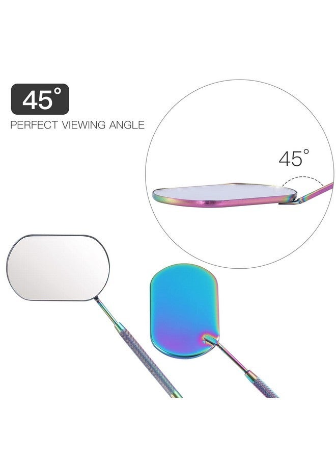 Pretty memory Large Lash Mirror, Stainless Steel Eyelash Mirror, Makeup Mirror For Lash Extension Supplies (Rainbow Color) - Image 4