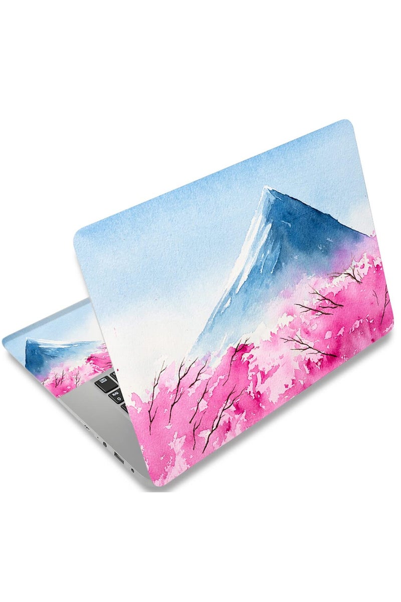 AORTDES 15 15.4 15.6 Inches Laptop Skin Sticker Personalized Universal 12.1 13 13.3 14 Inches Netbook Skin Sticker Reusable Notebook PC Art Protector (Fujiyama & Cherry Blossoms) - Image 1