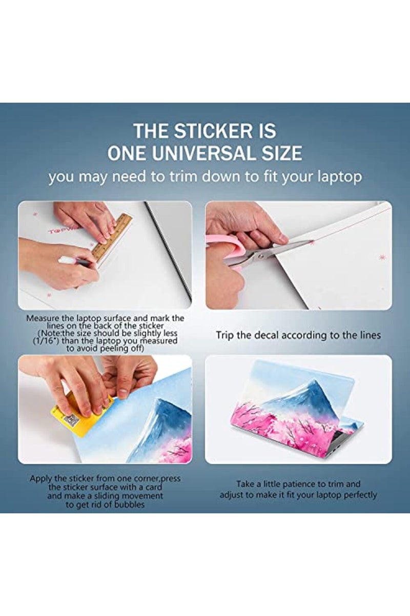 AORTDES 15 15.4 15.6 Inches Laptop Skin Sticker Personalized Universal 12.1 13 13.3 14 Inches Netbook Skin Sticker Reusable Notebook PC Art Protector (Fujiyama & Cherry Blossoms) - Image 2