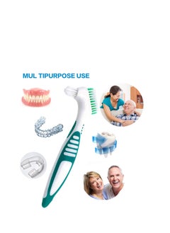 SYOSI Denture Brush, 4PCS Denture Toothbrushes, Cleaning Brush Double Sided Toothbrush with Multi Layered Bristles and Rubber Anti-Slip Handle for Denture Cleaning Care Green Purple Blue Orange  - Image 5