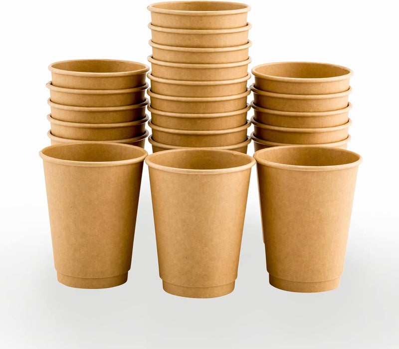 Restaurantware 500-CT Disposable Kraft 12-oz Hot Beverage Cups with Double Wall Design: No Need for Sleeves - Perfect for Cafes - Eco Friendly Recyclable Paper - Insulated - Wholesale Takeout Coffee Cup - Image 1