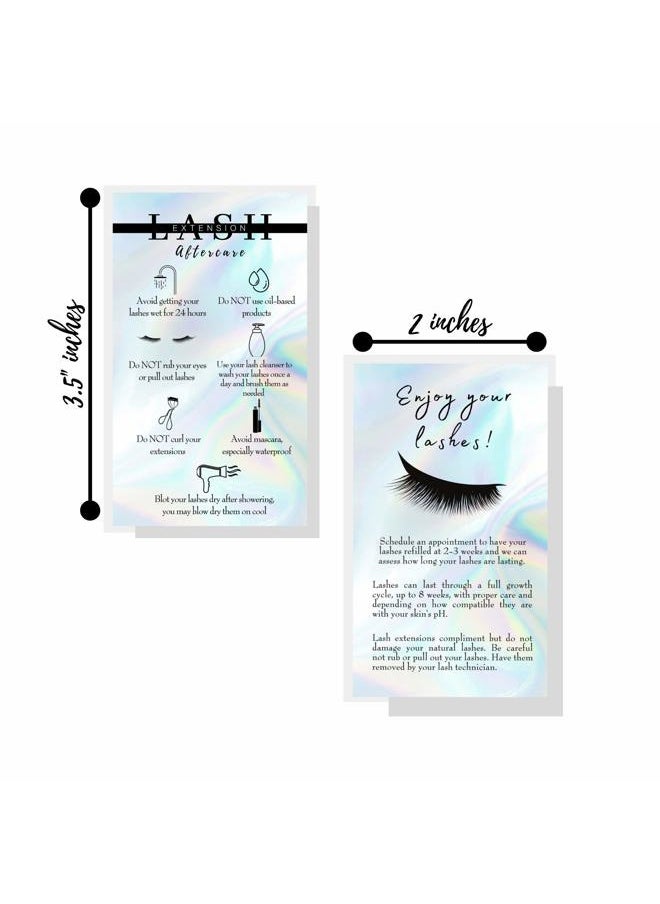 Boutique Marketing LLC Boutique Marketing LLC Lash Extension Aftercare Cards | 50 Pack | Business Card Size 3.5 x 2 inches | Non-Reflective Matte Rainbow Holographic Look Design  - Image 3