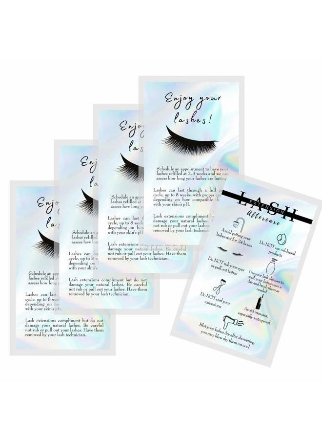 Boutique Marketing LLC Boutique Marketing LLC Lash Extension Aftercare Cards | 50 Pack | Business Card Size 3.5 x 2 inches | Non-Reflective Matte Rainbow Holographic Look Design  - Image 5