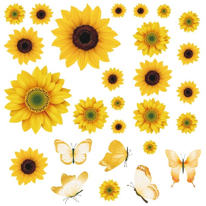 SUNFLOWER PEEL AND STICK WALL DECALS SUNFLOWER DECORATIONS FOR BEDROOM KITCHEN BATHROOM LIVING ROOM