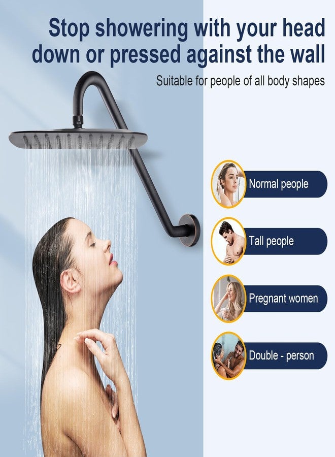 Uvish Long Shower Extension Arm with Flange 17" Shower Head Riser Pipe, Stainless Steel High Rise Shower Head Arm Extender Arm, Standard 1/2" Connection, Oil Rubbed Bronze - Image 2