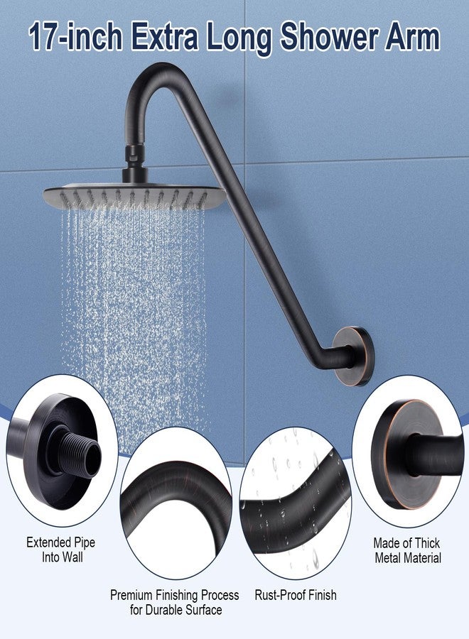 Uvish Long Shower Extension Arm with Flange 17" Shower Head Riser Pipe, Stainless Steel High Rise Shower Head Arm Extender Arm, Standard 1/2" Connection, Oil Rubbed Bronze - Image 5