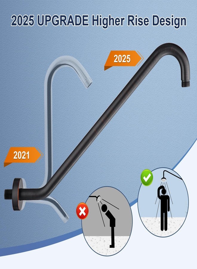 Uvish Long Shower Extension Arm with Flange 17" Shower Head Riser Pipe, Stainless Steel High Rise Shower Head Arm Extender Arm, Standard 1/2" Connection, Oil Rubbed Bronze - Image 4