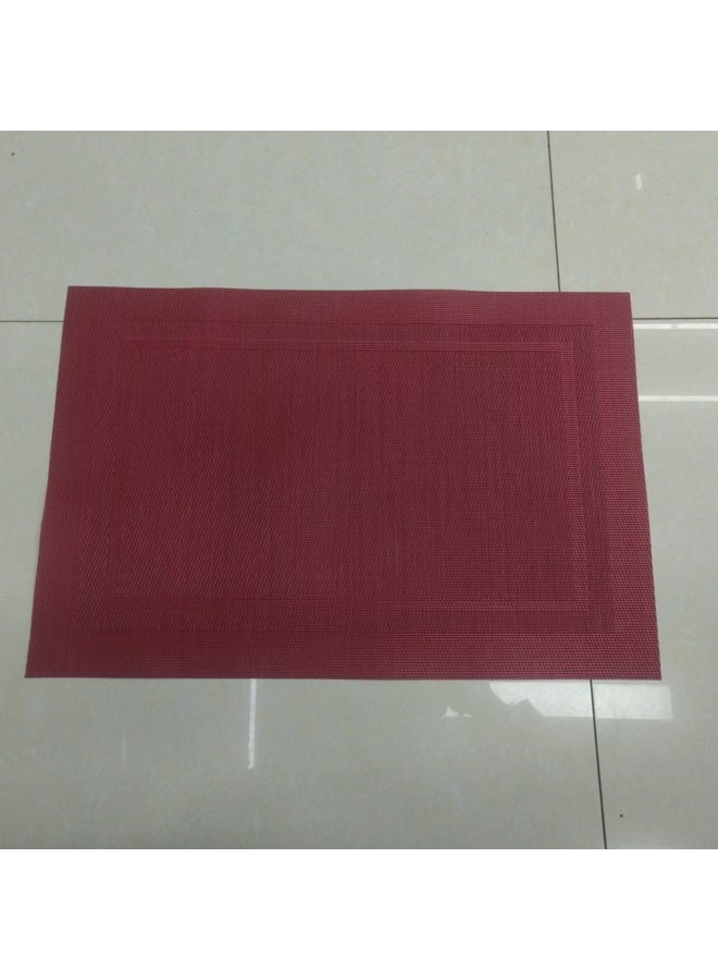 Teslin European-style Modern Simple Diagonal Western Dining Mat PVC Woven Single And Double Frame Table Towel Dining Mat Dining Mat-Color:Red - Image 1