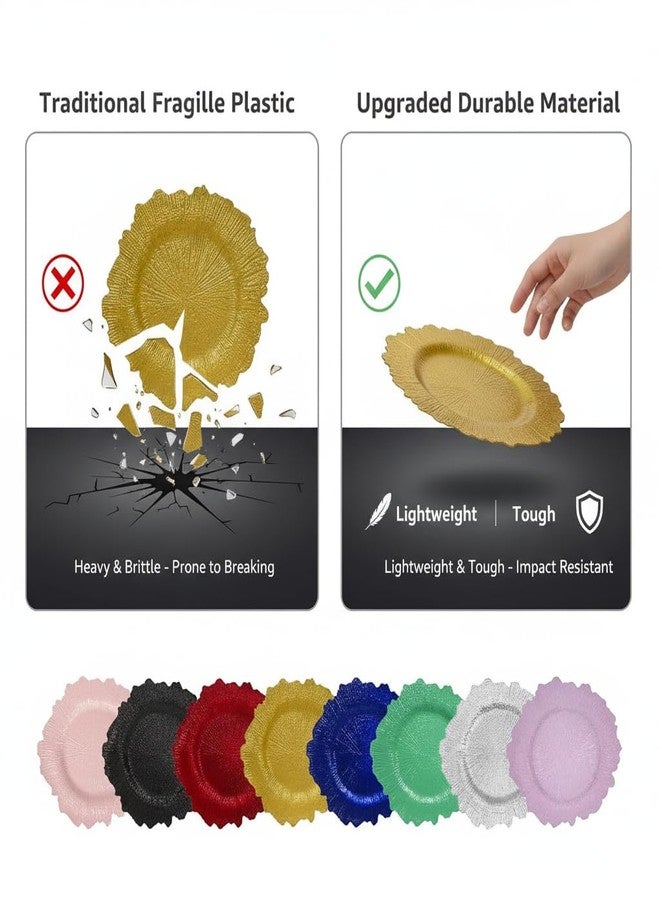 DaCakeWS مجموعة DaCakeWS مقاس 13 بوصة مكونة من 12 طبقًا، أطباق تقديم ذهبية اللون - أطباق عشاء أنيقة مزخرفة لحفلات الزفاف، وحفلات الأعياد، وتناول الطعام الرسمي - ديكور طاولة أنيق للاحتفالات (ذهبي - 12 × ارتفاع) - Image 3