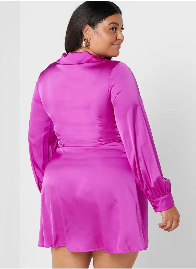 chi chi london curve Puff Sleeve Knot Detail Dress