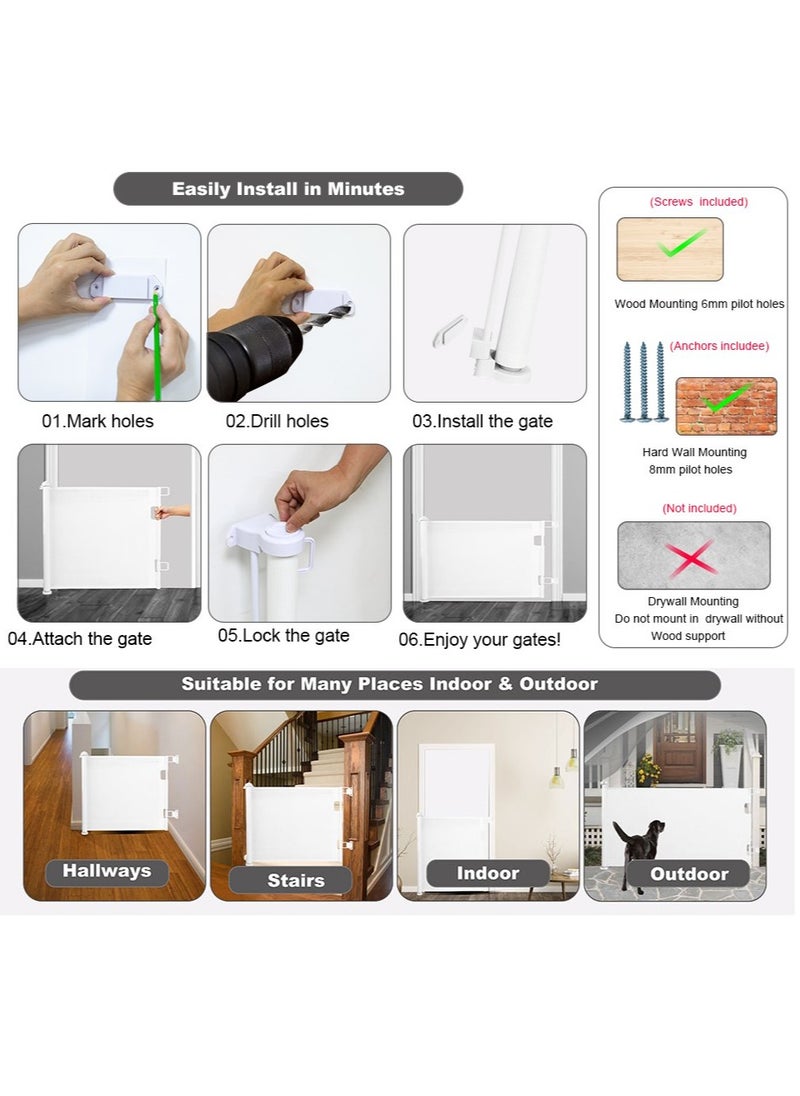 Generic - Retractable Baby Gate for Stairs Mesh Large Baby Gate or Mesh Dog Gate Child Safety Gate for Doorways Stairs Hallways Indoor/Outdoor - Image 1