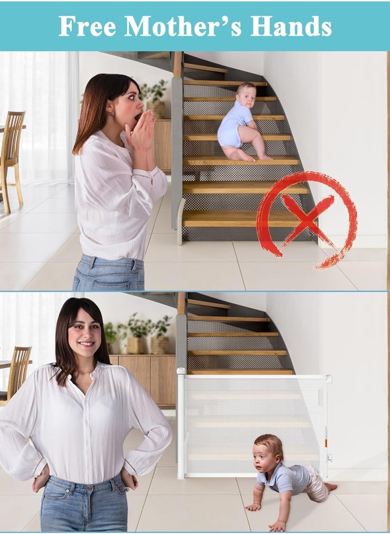 Generic - Retractable Baby Gate for Stairs Mesh Large Baby Gate or Mesh Dog Gate Child Safety Gate for Doorways Stairs Hallways Indoor/Outdoor - Image 1