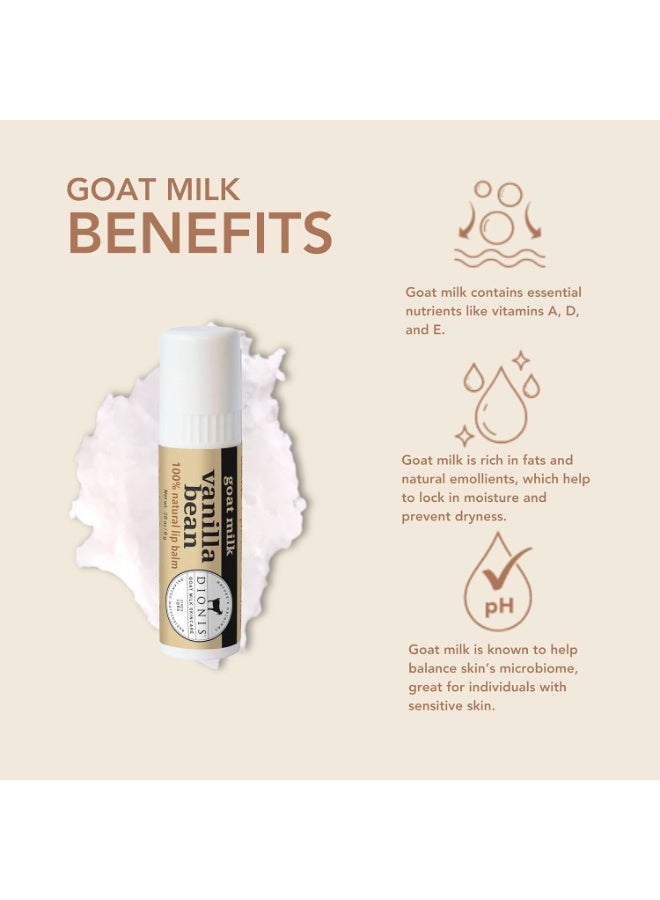 Dionis Goat Milk Skincare Vanilla Bean Holiday Lip Balm Gift Set - Beeswax, Shea Butter & Coconut Oil Lip Care Products Made in The USA - Cruelty Free Lip Moisturizer for Chapped Lips, 0.28oz 3 Pack - Image 3