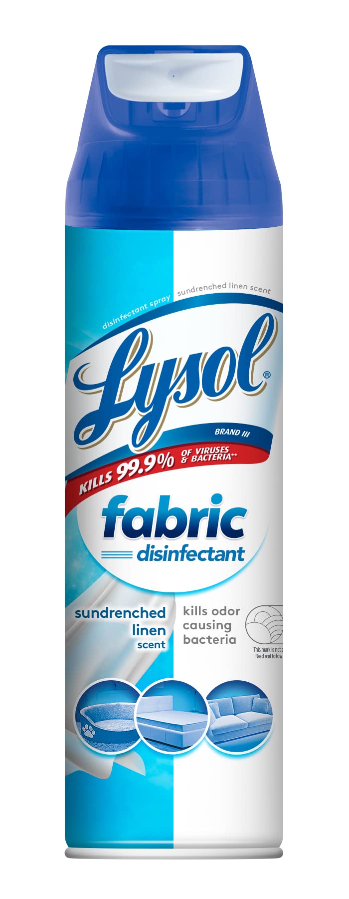 Lysol بخاخ مطهر للأقمشة من لايسول، بخاخ معقم ومضاد للبكتيريا، لتعقيم وإزالة الروائح من الأثاث الناعم، رائحة الكتان المشمس 15 أونصة سائلة - Image 1